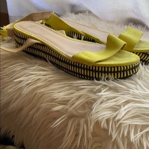 Zara Faux suede yellow platform sandal